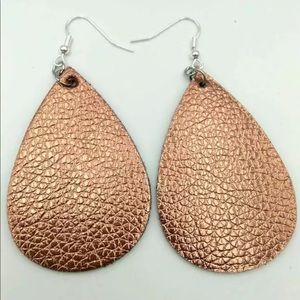 2 FOR $13 Bronze leather teardrop earrings